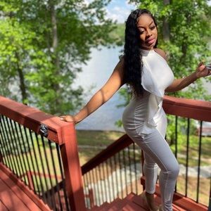 White wedding reception jumpsuit